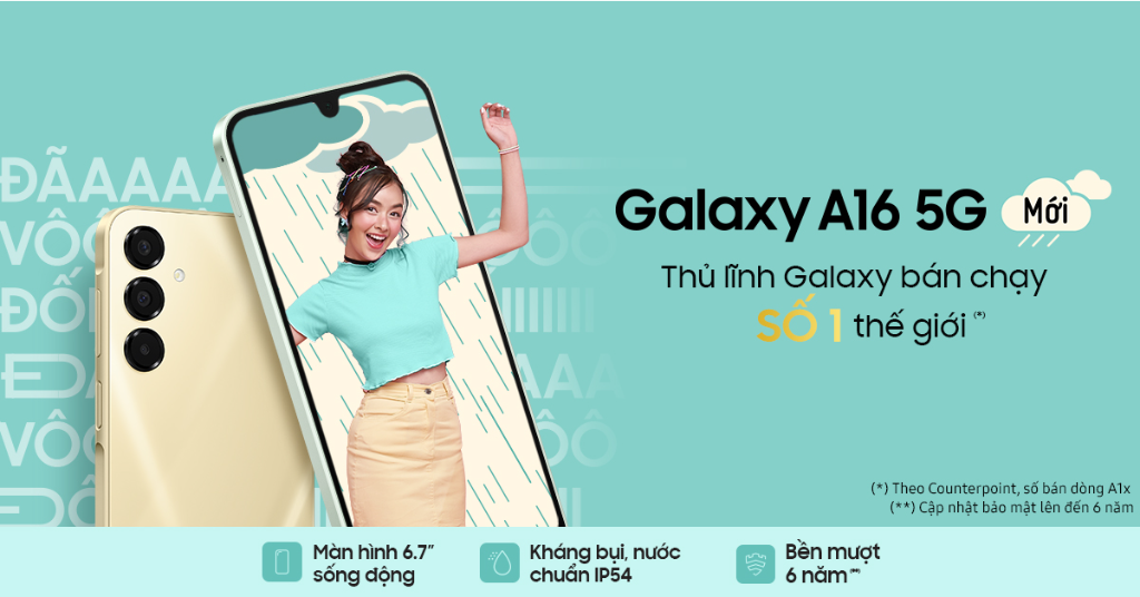 Mô tả Điện thoại Samsung Galaxy A16 5G (8GB/128GB), màn hình Super AMOLED 6.7", kháng bụi nước IP54 - 1