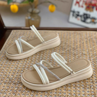 Dép Sandal Hai Dây Nữ Phong Cách Mới Nền Tảng Đế Dày Flip-Flops La Mã