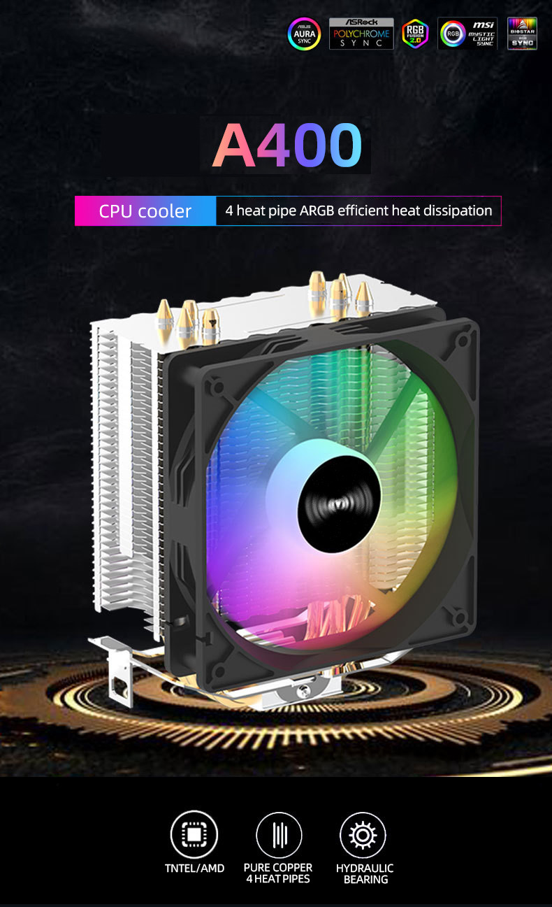Teucer CPU Cooler 4 Ống Nhiệt PC Tản Nhiệt Làm Mát 3PIN PWM Im Lặng Rgb ...