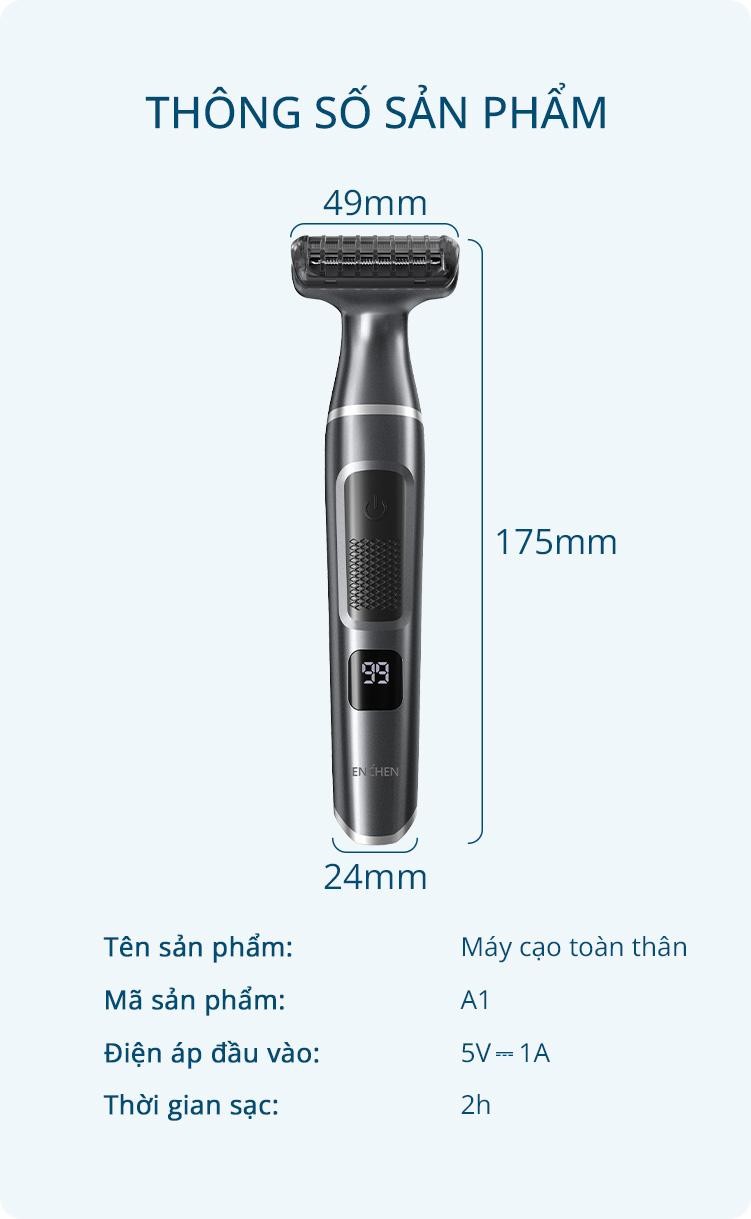 Mô tả Máy cạo toàn thân đa năng Enchen A1 - chống nước - lưỡi dao thép không gỉ - 3 in 1 - BH 6 tháng - 1