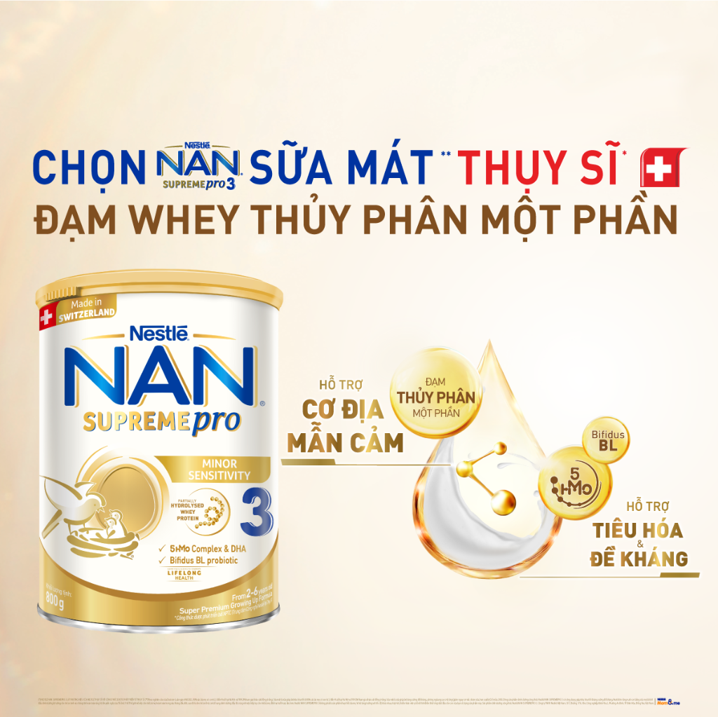 Mô tả Bộ 2 Lon Sữa bột Nestlé NAN SUPREMEPRO 3 800g nhập khẩu Đức đạm Gentle Optipro ngừa mẫn cảm - 1
