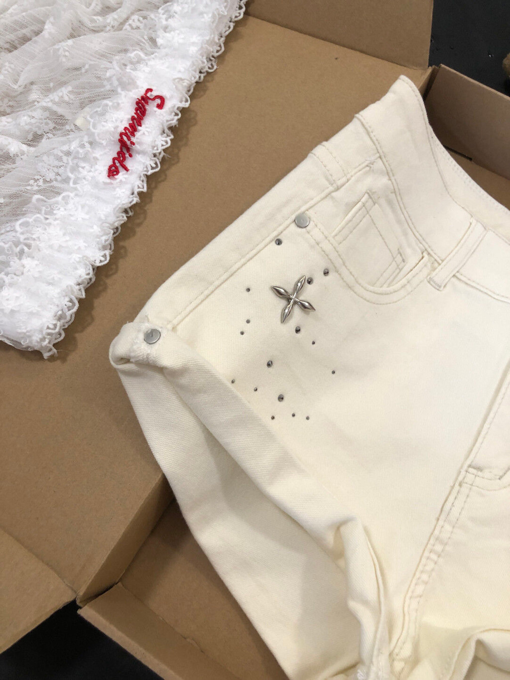 Lan ~ Quần Short Denim Chữ A Nữ, Phong Cách Phương Tây, Co Dãn Mỏng, Thích Hợp Mùa Hè