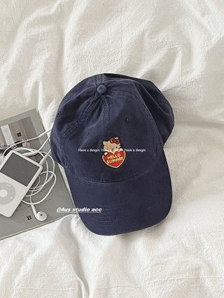 Mũ bóng chày nữ thêu hình mèo retro, phù hợp cho du lịch và che nắng suốt bốn mùa