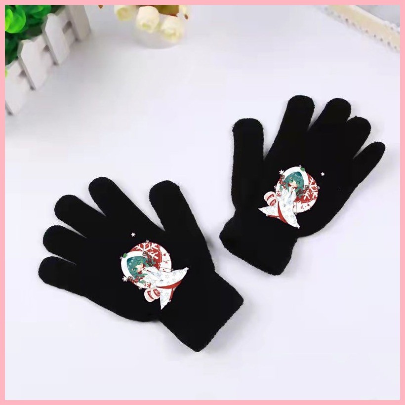 Găng Tay Găng Tay Hatsune miku Găng Tay Hai Chiều Học Sinh Trượt Tuyết Nữ Mùa Đông Len Len Chống Lạnh Ấm Áp Dễ Thương