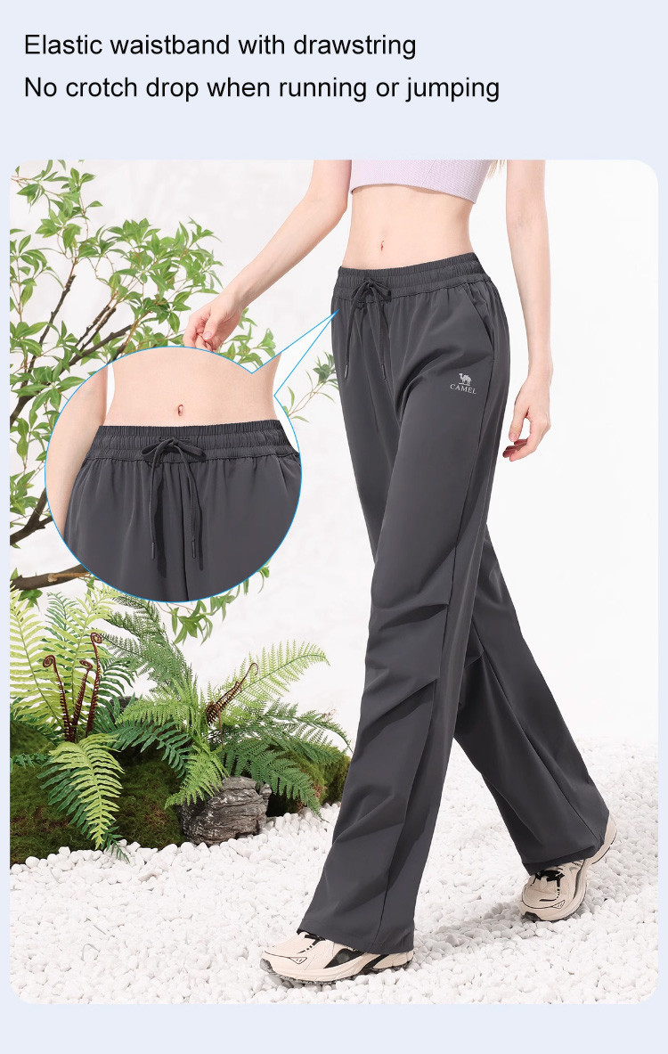 Mô tả Camel CROWN Quần Dù Nữ Eo Cao Mỏng Chống Nắng Thoáng Khí Rời Thẳng Quần Thường Ngày - 5