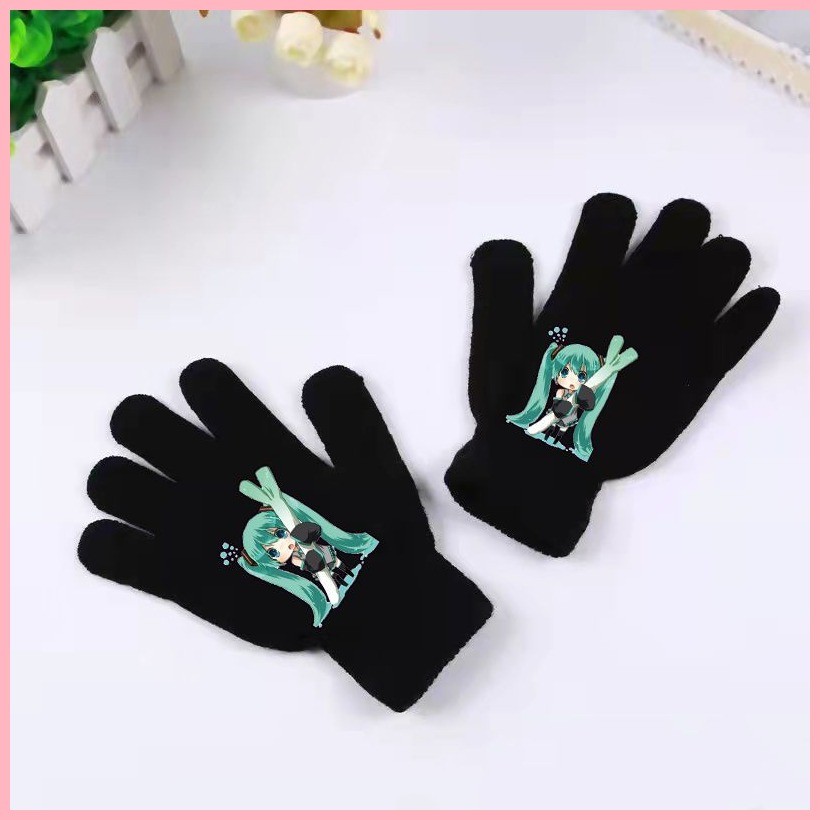 Găng Tay Găng Tay Hatsune miku Găng Tay Hai Chiều Học Sinh Trượt Tuyết Nữ Mùa Đông Len Len Chống Lạnh Ấm Áp Dễ Thương