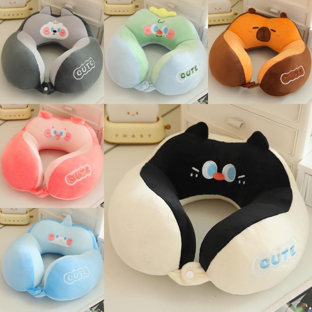 Gối hỗ trợ cổ hình chữ U mềm Ice Plush Silk Camel để thư giãn khi đi du lịch và làm việc