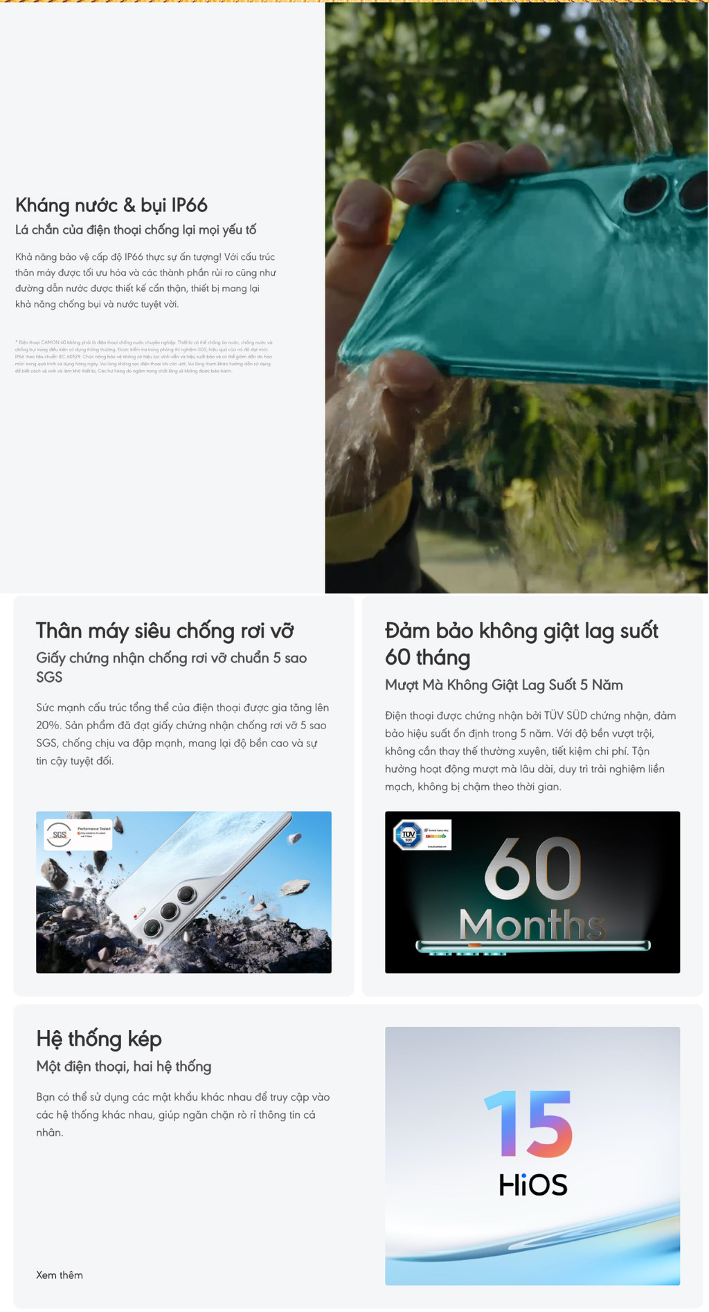 Mô tả [ ƯU ĐÃI MỞ BÁN] Điện thoại Tecno Camon  40 8Gb/128GB - Helio G100 Ultimate - Amoled 120Hz - 5200mAh - 5
