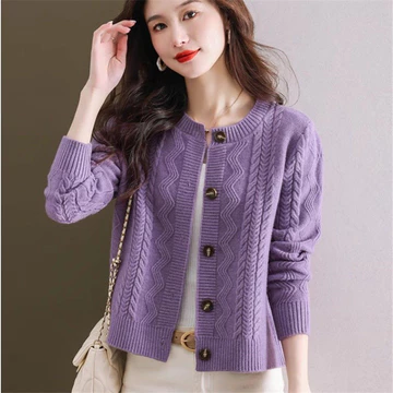K Áo Len Dệt Kim Cardigan Áo Len Áo Khoác Nữ Mùa Xuân Cao Cấp Ngắn Cổ Tròn Dệt Kim Cardigan Áo Len Nữ Áo Khoác Thời Trang Nữ Nhỏ Top Bên Ngoài