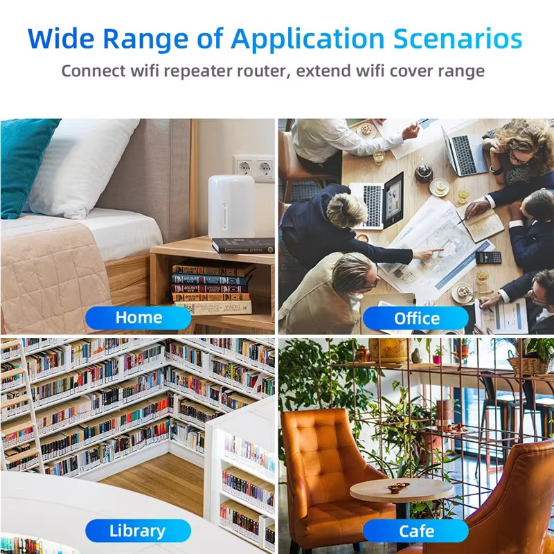 Bộ lặp WiFi không dây Bộ tăng cường tín hiệu WiFi 1200Mbps 2.4G 5G Cổng mạng kép 6 Ăng-ten Bộ khuếch đại tín hiệu tầm xa cho khách sạn gia đình
