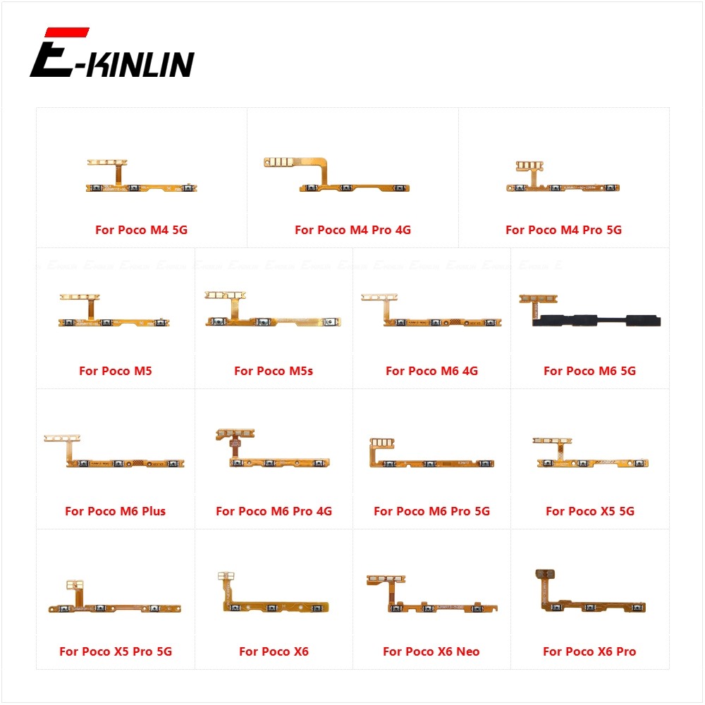 Tắt Tiếng Công Tắc Phím Nguồn BẬT TẮT Nút Âm Lượng Điều Khiển Cáp Mềm Cho Xiaomi Poco M4 M5 M5s M6 X5 X6 Pro Plus Neo 5G 4G Thay Thế Các Bộ Phận