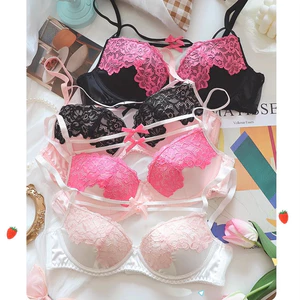 32-38ab Bọt Biển Mềm Ngực Nhỏ Nữ Vòng Thép Áo Ngực Ren Gợi Cảm Đồ Lót Thoải Mái Đẩy Lên Dưới Dây Quần Lót Nữ