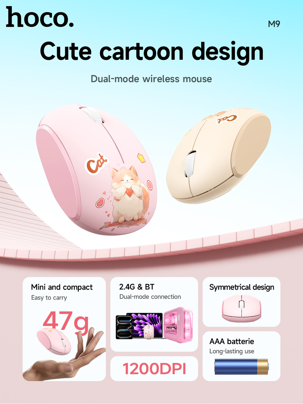 Hoco Original M9 Hoạt Hình Dễ Thương 2.4Ghz & Bluetooth Chuột Không Dây ...