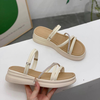Dép Sandal Hai Dây Nữ Phong Cách Mới Nền Tảng Đế Dày Flip-Flops La Mã