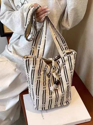 Mùa Hè Dung Tích Lớn Vải Phong Cách Mới Xô Chữ Tình Yêu Vải Lanh Cotton Tote Túi Vải Đi Lại Túi Nữ Một Vai