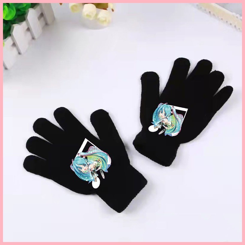 Găng Tay Găng Tay Hatsune miku Găng Tay Hai Chiều Học Sinh Trượt Tuyết Nữ Mùa Đông Len Len Chống Lạnh Ấm Áp Dễ Thương
