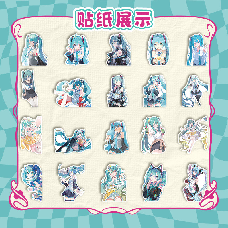 Linxx 40 Tờ / gói Hatsune Miku Anime Hoạt Hình Dán Kawaii Trang Trí Quạt Bộ Sưu Tập Thêu Sò Người Lập Kế Hoạch Vật Dụng Trang Trí Tấm Dán
