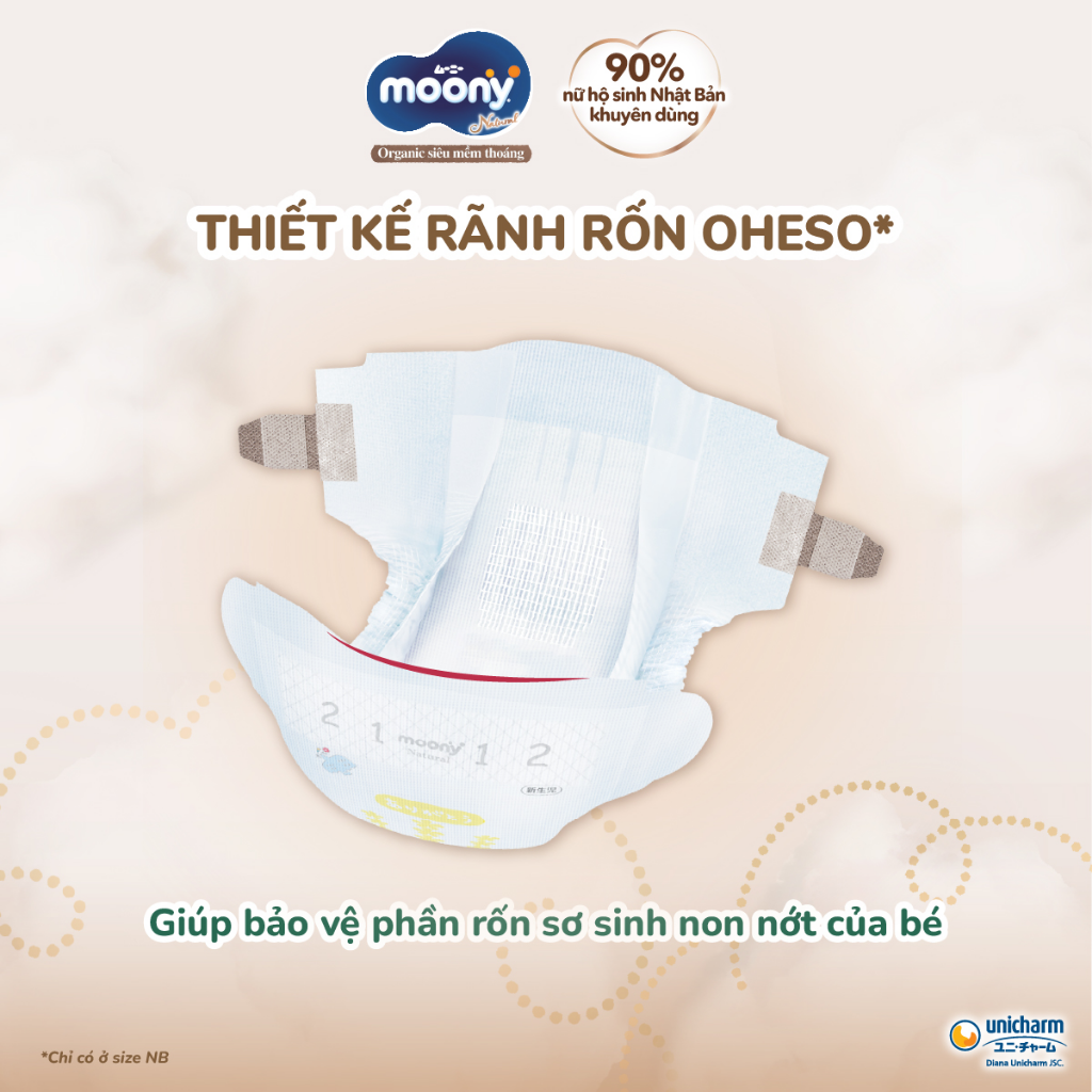 Mô tả Tã dán Moony Natural siêu cao cấp NB62+4/S58+2/M46/L38 - 7