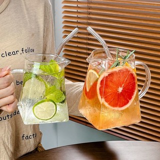 Cao Borosilicate Dung Tích Lớn Có Tay Cầm Olecranon Thủy Tinh Influencer Trái Cây Trà Cốc Nước Bong Bóng Cốc Cà Phê Uống