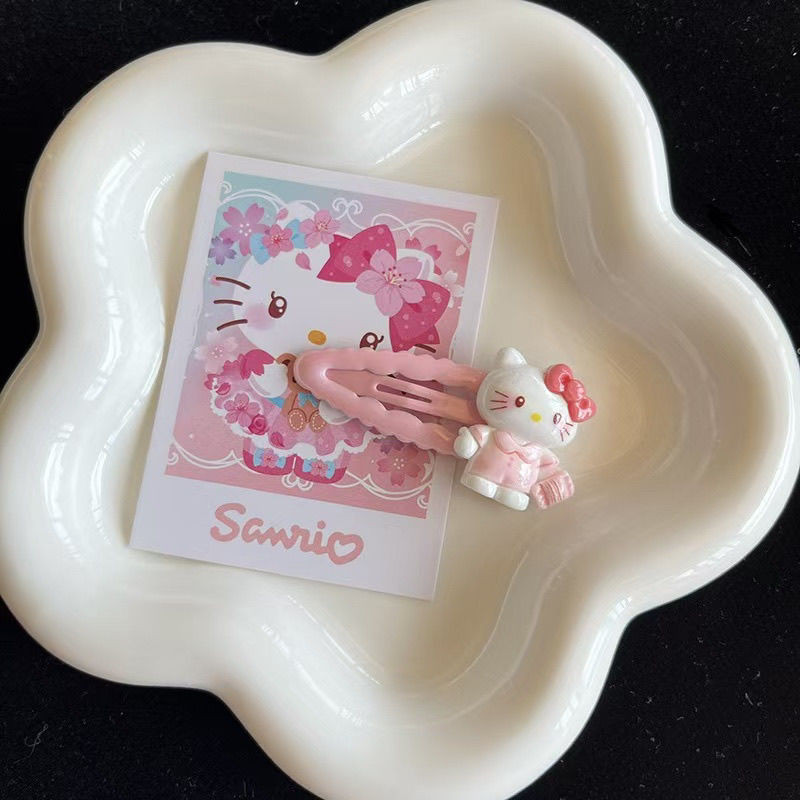 Bộ 15 Kẹp Tóc Màu Hồng Dễ Thương HelloKitty, Kẹp Bên Họa Tiết Hoạt Hình Cho Nữ