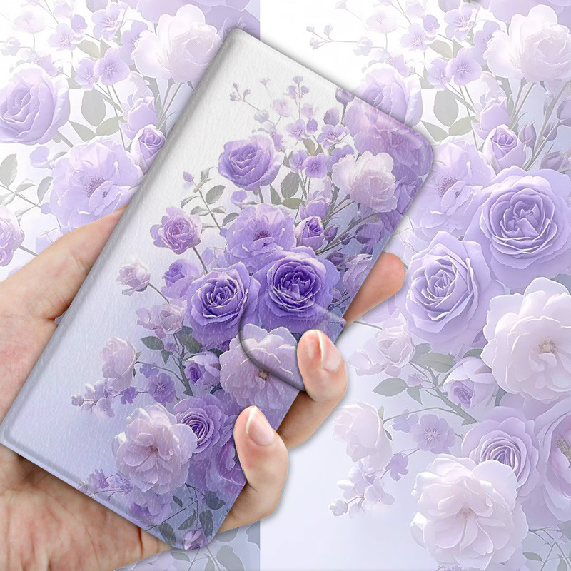Phong Cách Mới Điện Thoại Di Động Da Thích Hợp Cho Apple iPhone 7 8 Plus XR XS 11 Pro Max SE3 Flip Holder Điện Thoại Di Động Hoa