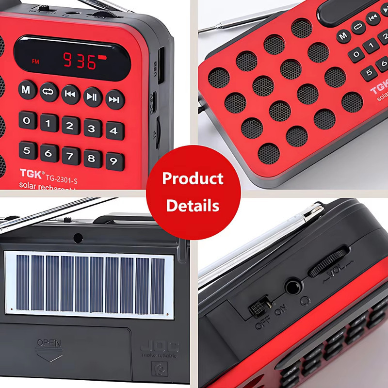 Mini Năng Lượng Mặt Trời Bluetooth Radio Đa Năng Sạc Loa Không Dây Di Động Hỗ Trợ Usb Tf Card Mp3 Máy Nghe Nhạc