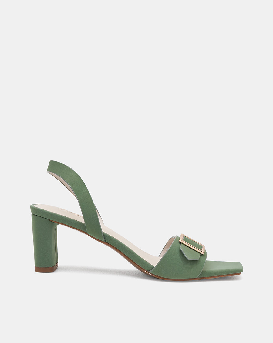 Giày Sandal Nữ 7cm JUNO SD07044 Mũi Vuông Khóa Trang Trí - Hình ảnh 1