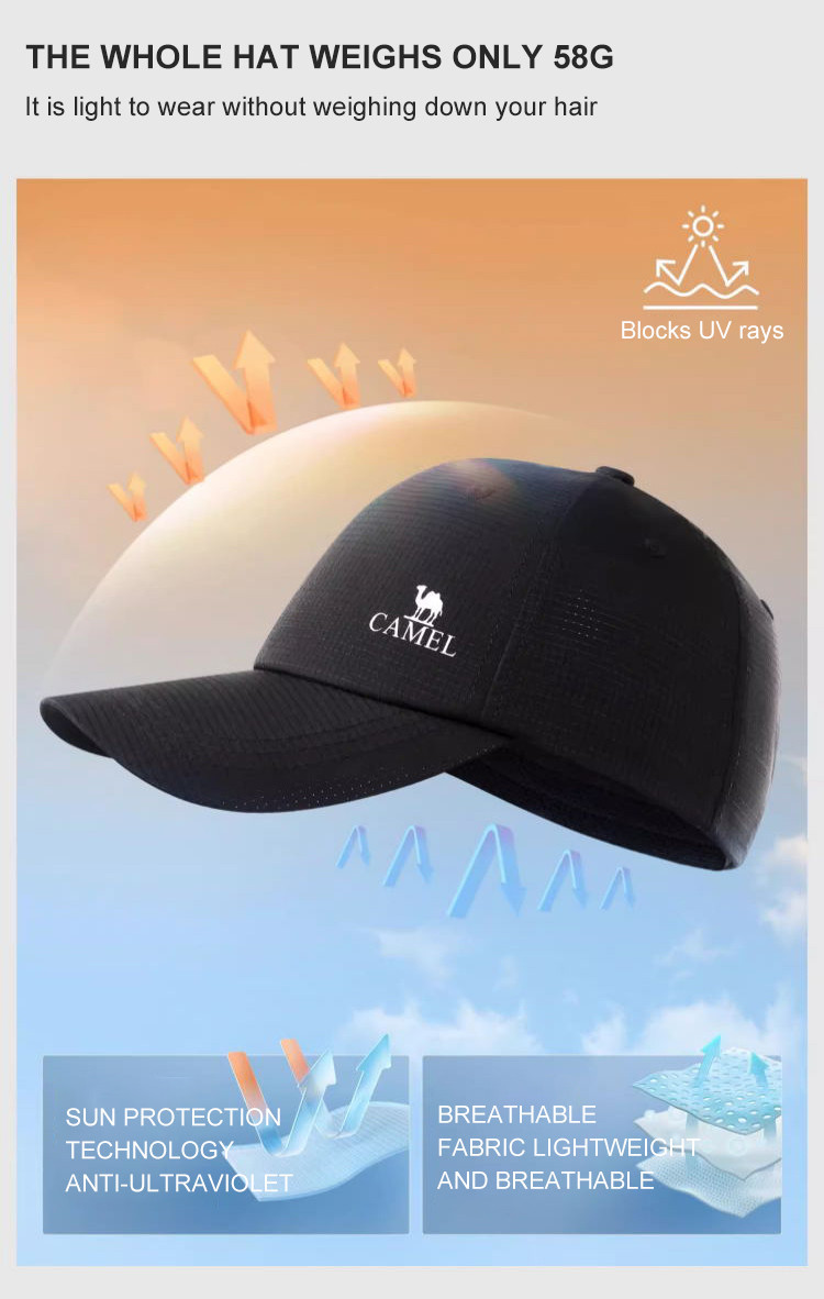 Mô tả Mũ bóng chày thể thao ngoài trời CAMEL CROWN dành cho nam và nữ Mũ chống nắng thoáng khí - 5