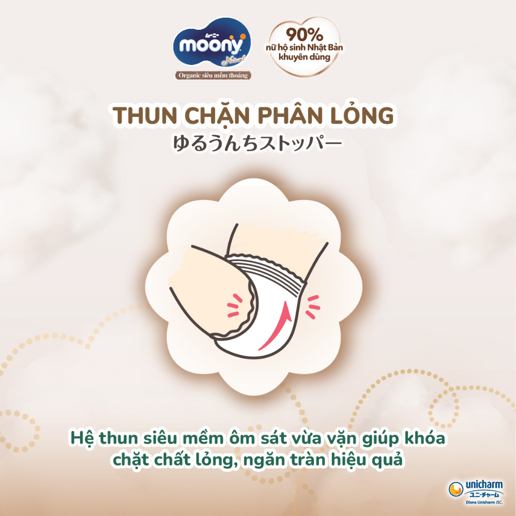 Mô tả Tã dán Moony Natural siêu cao cấp NB62+4/S58+2 - Nhập khẩu từ Nhật Bản - 6