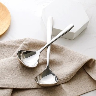 Thìa đầu lớn, muỗng ăn inox cán dài, đầu tròn, muỗng lớn gia đình