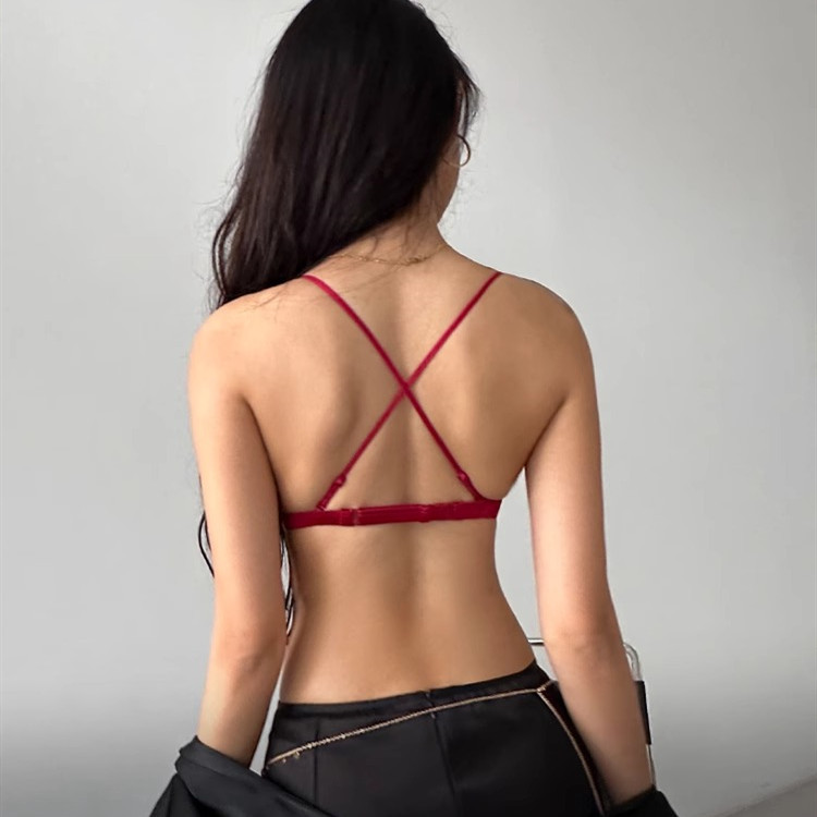 Nữ Ngực Nhỏ Tập Hợp Áo Ngực Nút Trước Quần Lót Không Vòng Thép Mỏng Đệm Thanh Niên Cô Gái Quần Lót