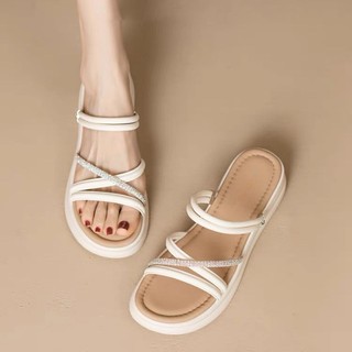 Dép Sandal Hai Dây Nữ Phong Cách Mới Nền Tảng Đế Dày Flip-Flops La Mã