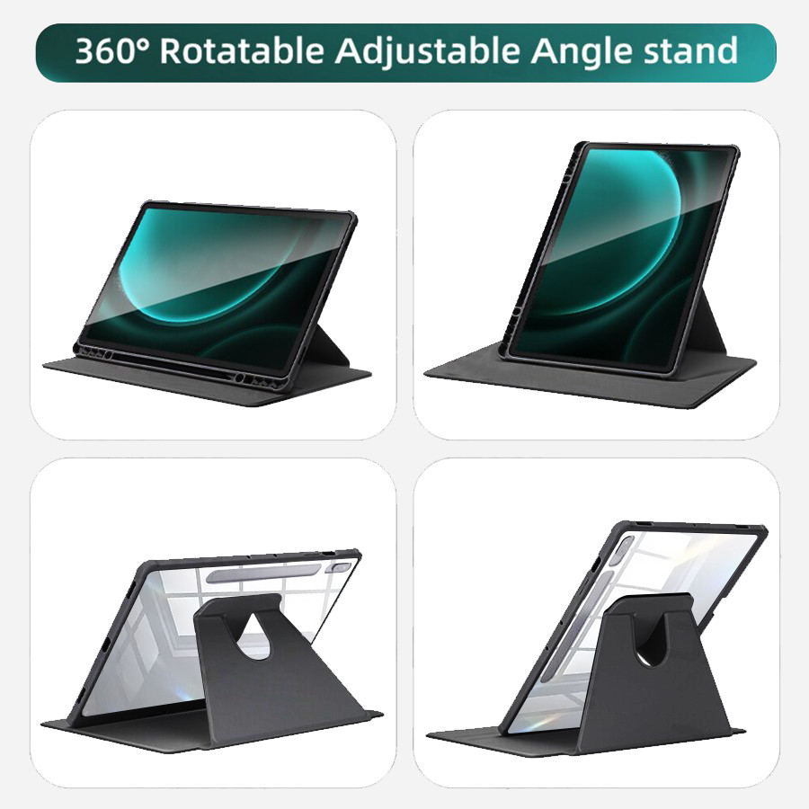 Mô tả Tbtic 720° Xoay Acrylic Cho Samsung Tab Ốp Lưng S10 A9 S9 S8 S7 Plus 11 FE 10.9 12.4 8.7 A8 10.5 X206 S6 Lite 10.4 P620 P610 P615 P613 Da Lật Có Thể Xoay Được Có Thể Điều Chỉnh - 3