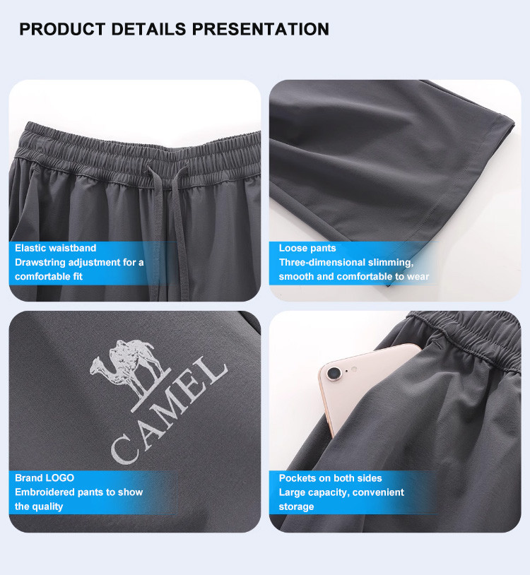Mô tả Camel CROWN Quần Dù Nữ Eo Cao Mỏng Chống Nắng Thoáng Khí Rời Thẳng Quần Thường Ngày - 12