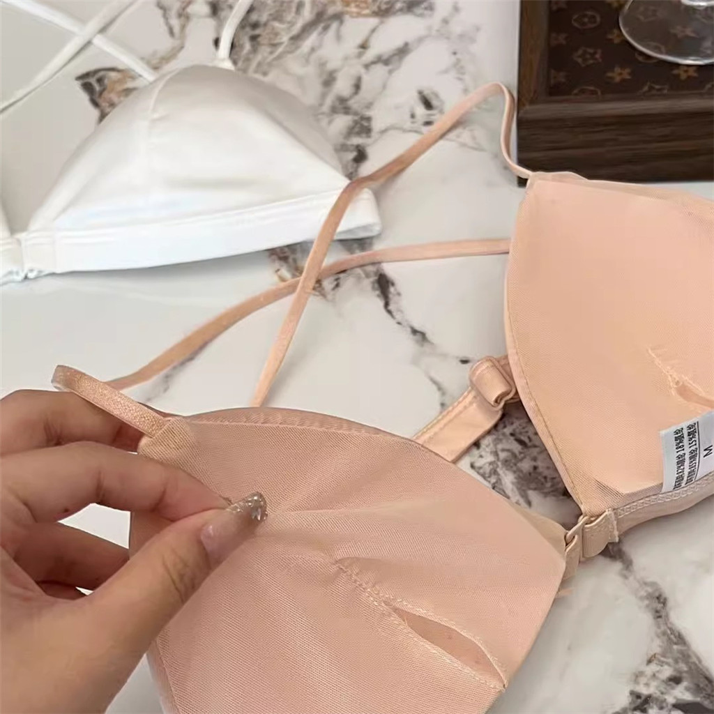 Ngực Nhỏ Mỏng Dây Đeo Trước Đóng Áo Ngực Cho Nữ Đệm Mềm Siêu Mỏng Thanh Niên Cô Gái Quần Lót Không Dây Nữ Quần Lót