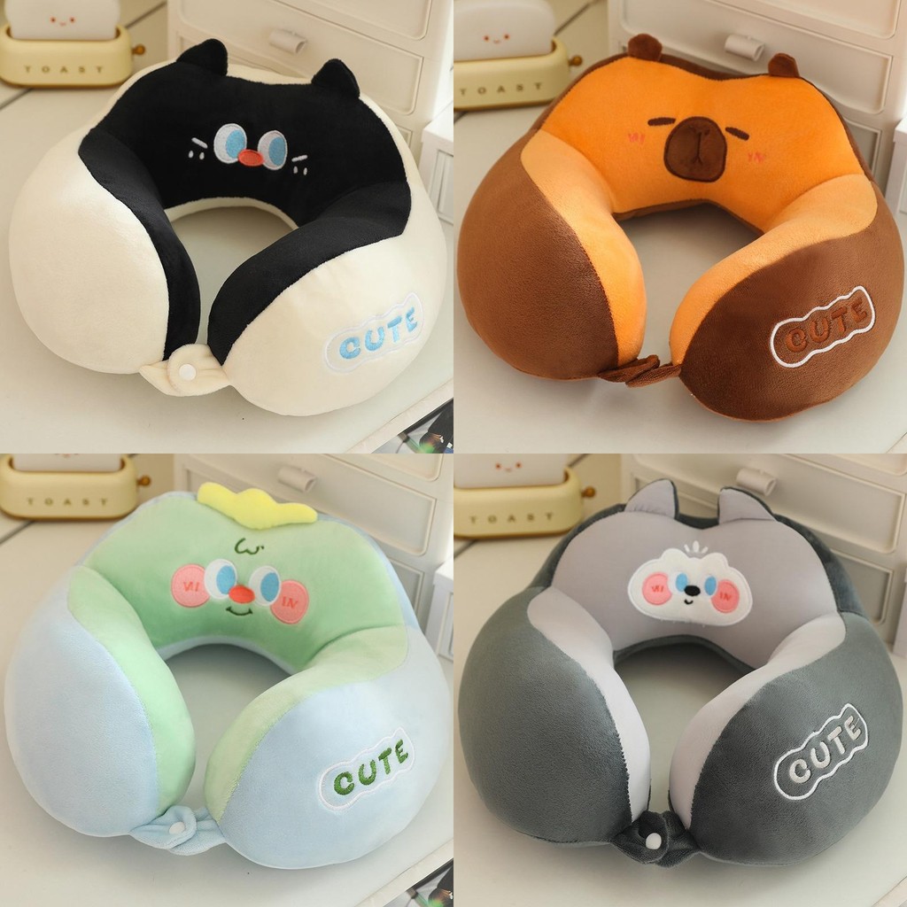 Gối hỗ trợ cổ hình chữ U mềm Ice Plush Silk Camel để thư giãn khi đi du lịch và làm việc