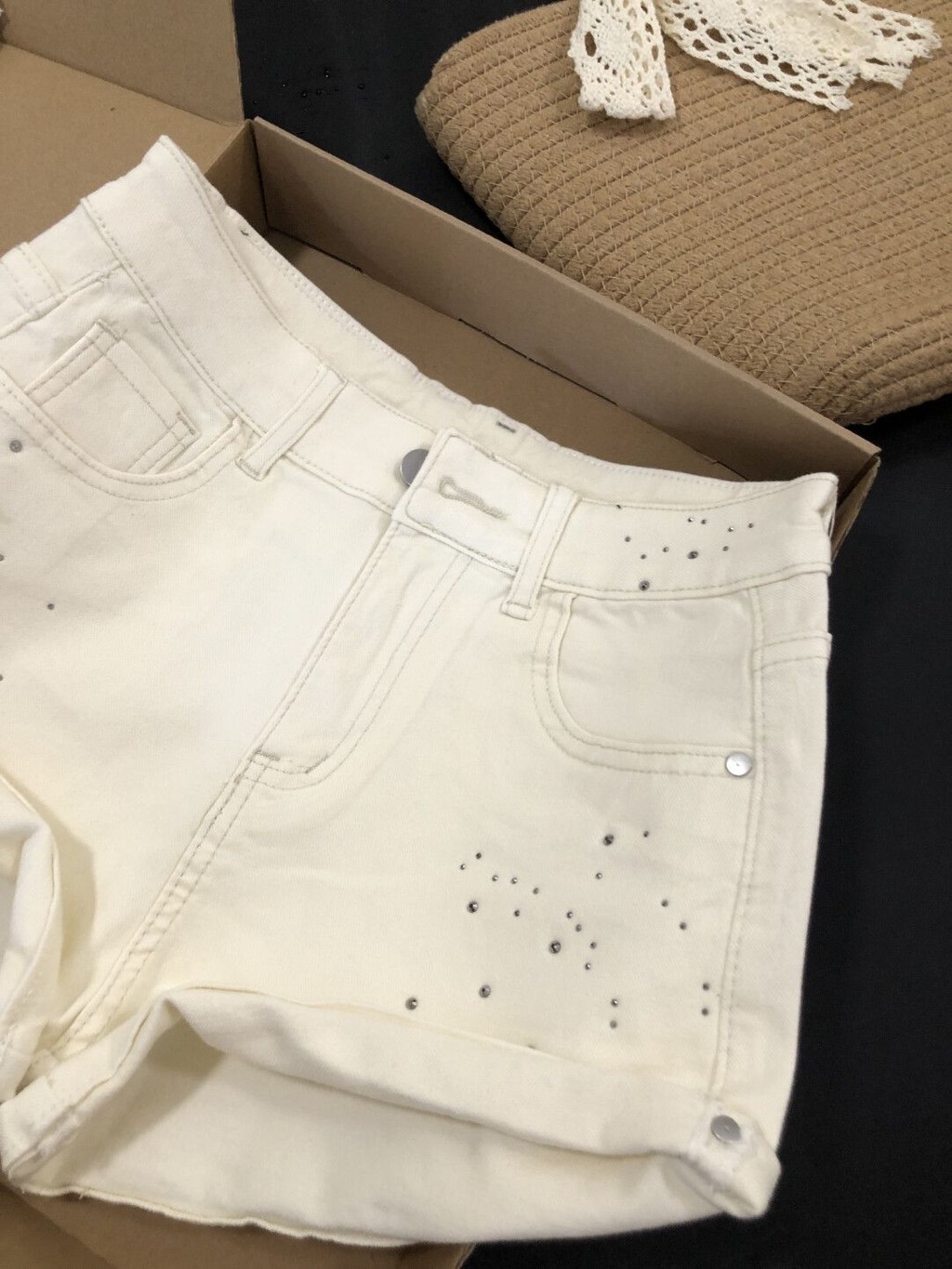 Lan ~ Quần Short Denim Chữ A Nữ, Phong Cách Phương Tây, Co Dãn Mỏng, Thích Hợp Mùa Hè
