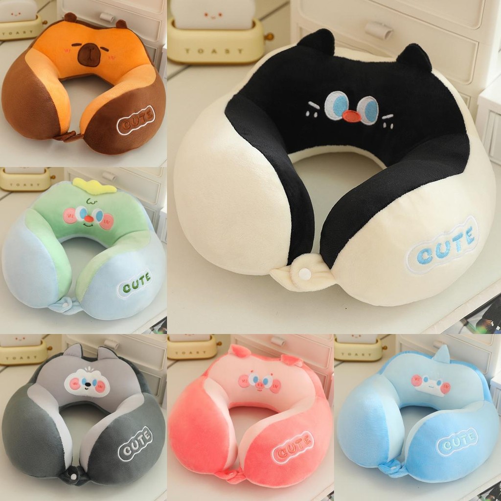 Gối hỗ trợ cổ hình chữ U mềm Ice Plush Silk Camel để thư giãn khi đi du lịch và làm việc
