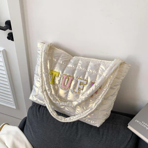Quần Áo Cotton Thời Trang Thường Ngày Dung Tích Lớn 2025 Chữ Phong Cách Mới Phiên Bản Hàn Quốc Thời Trang Đơn Giản Một Vai Túi Tote Nách