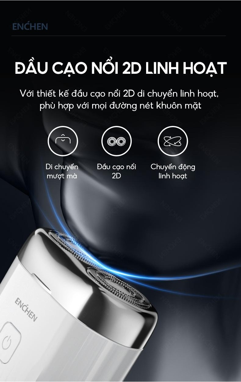 Mô tả Máy cạo râu Enchen Mini Pro - chống nước - lưỡi dao tự mài - lưới kép linh hoạt - BH 6 tháng - 1