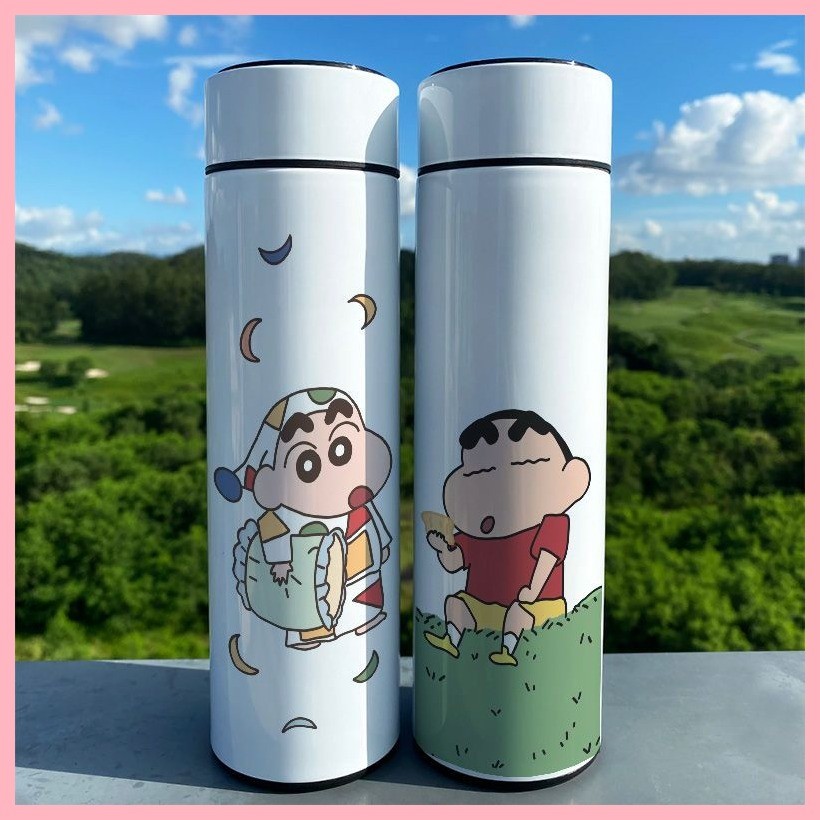 Cốc Nước Giữ Nhiệt Cốc Crayon Shin-chan Nohara Misae Nohara Hiroshi Hiển Thị Nhiệt Độ Thông Minh Cốc Giữ Nhiệt Hoạt Hình Bút Chì Dễ Thương Shin-chan Hàng Hóa Học Sinh Nhiệt Độ Thép Không Gỉ Meas