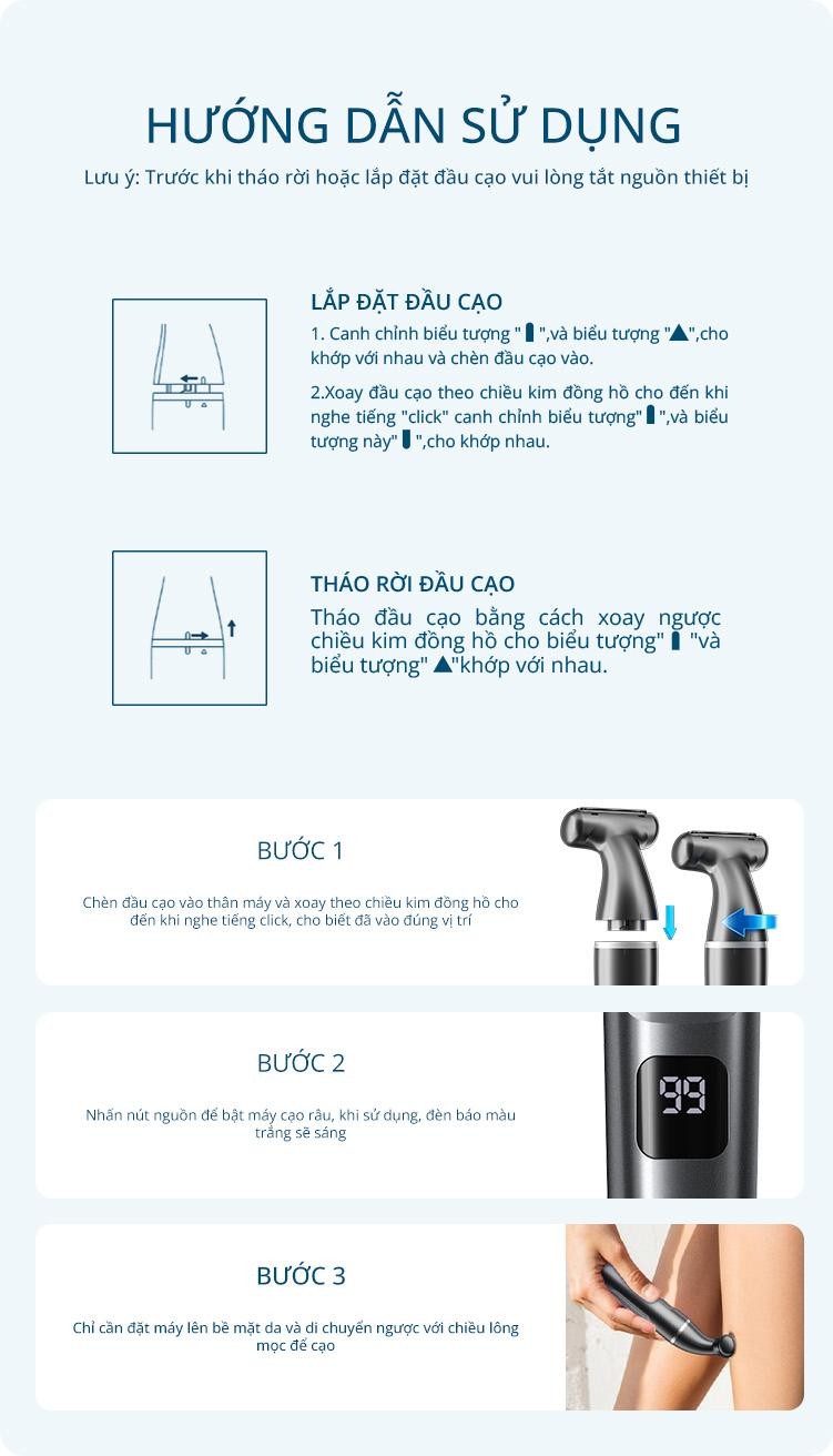 Mô tả Máy cạo toàn thân đa năng Enchen A1 - chống nước - lưỡi dao thép không gỉ - 3 in 1 - BH 6 tháng - 11