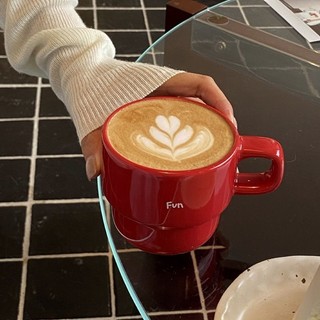 Cốc gốm đỏ Giáng Sinh, xếp chồng, dùng cà phê/nước, chính hãng