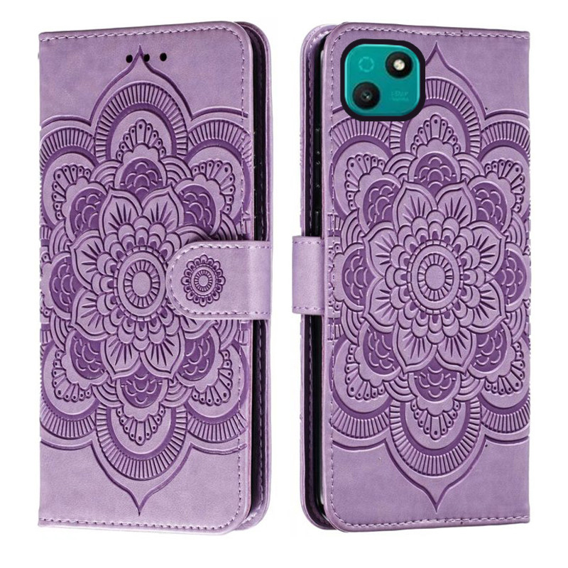 Emboss Hoa Da Ốp Lưng Điện Thoại WIKO T10 Datura Ví Flip Book Case Cover Funda