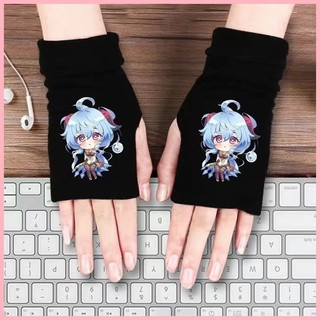 Găng Tay Găng Tay Yuanshen Màu Hình Găng Tay Hai Chiều Anime Nửa Phần Mùa Đông Ấm Áp Chống Lạnh Trẻ Em Học Sinh Viết Rid
