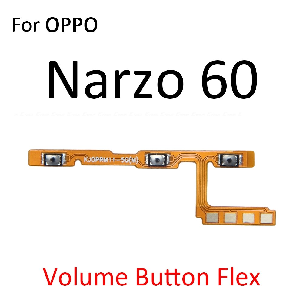 Tắt Tiếng Công Tắc Chìa Khóa Nguồn Cho OPPO Realme Narzo 50 50A 50i Prime 60 60x 70x N53 N61 N63 N65 BẬT TẮT Nút Âm Lượng Điều Khiển Cáp Mềm Thay Thế Các Bộ Phận