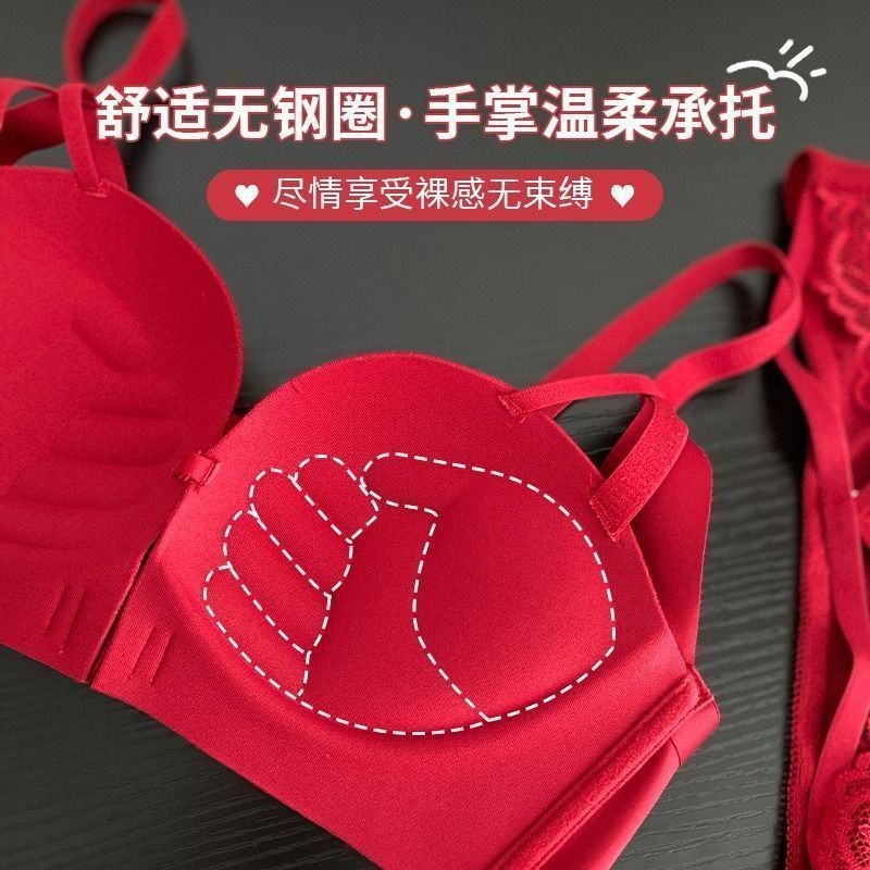 Quần Lót Nữ Gợi Cảm Khóa Trước Đẩy Dày Nhìn Lớn Nhỏ Áo Ngực Không Vòng Thép Top Bộ Áo Ngực