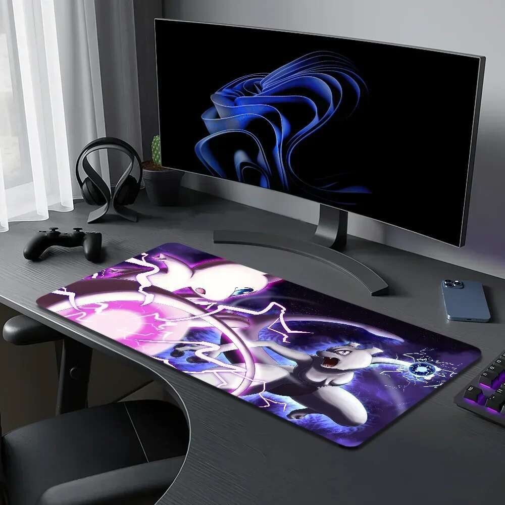 Pokemon Mewtwo Cool Cho PC Lớn MousePads Bàn Chơi Game Miếng Lót Chuột Khâu Cạnh Đế Mở Rộng