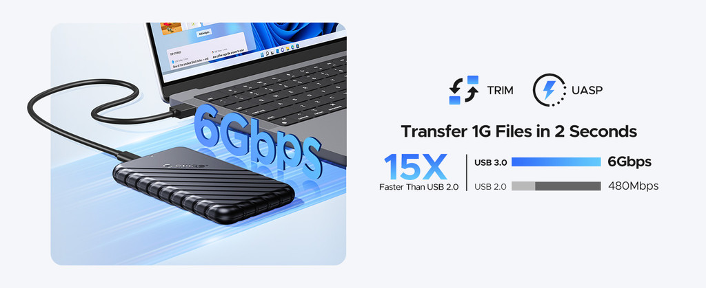 Mô tả Hộp đựng ổ cứng USB C 2,5 inch ORICO USB 3.1 Gen 1 sang SATA III (25PW1) - 5