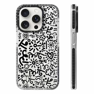CASETIFY Tối Giản Đường Màu Đen Hoa Vỏ Sạc Từ Tính Không Dây Tương Thích Cho IPhone11 12 13 14 15 16 Pro Max Cover 15 16 PLUS Silicon Mềm Trong Suốt Ốp Lưng Chống Sốc
